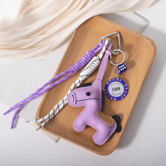 Брелок Яркий Цвет Искусственная Кожа Дизайн Лошади Брелок Подвеска Легкий Держатель для Ключей с Веревкой Аксессуар для Сумки для Телефона