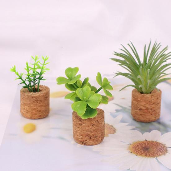 Yousheng Artificial Potted Succulents Plants Refrigerator Magnet Home Office Kitchen Locker Fridge 3D Miniature Cork Pot Fake Plants Magnetic