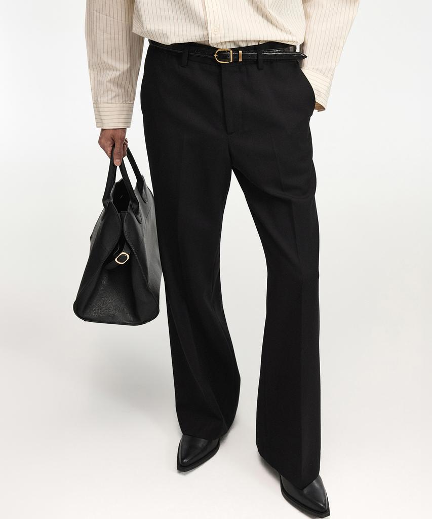 TNGT [Set] Oversized Wool Structure Jacket & Flare Fit Pants (Black) 0Tja6F101Bk