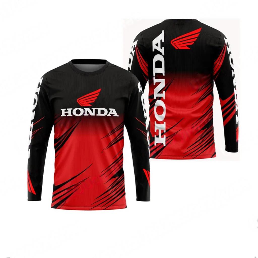 sdsh3 Playera Motociclista Biker Honda Fast Drying Breathable Long Sleeved Honda Riding T-shirt Tops for Men and Women