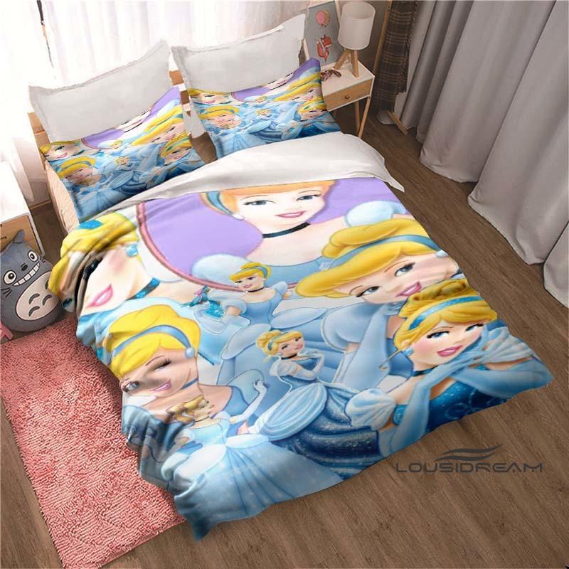 Cinderella-themed Duvet Cover and Pillowcase Bedding Set, Perfect for Boys' and Girls' Bedrooms, A Cartoon-themed Children's Gif
