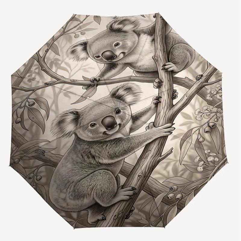 1PC Koala Tree Branch Umbrella-8-Rib Reinforced Portable Folding Travel Suitable for All Seasons Outdoor Daily Use-Z0498