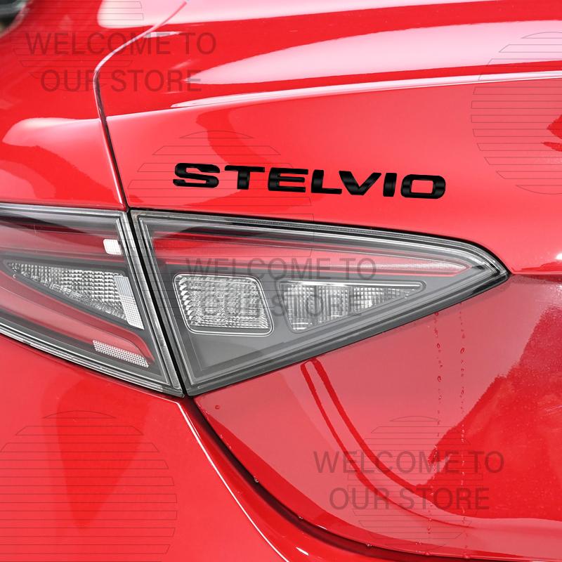 Car Decor Metal For Stelvio Alfa Romeo Letter Emblem 3D Sticker Accessories Glossy Black Tail Rear Trunk Decals pgi231