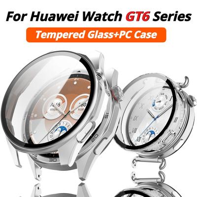 Закаленное стекло+чехол из ПК для Huawei Watch GT6 41 мм Полное покрытие Аксессуары для умных часов Защитные Жесткие Чехлы для Huawei GT6 46 мм