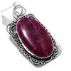 Ruby(Simulated) Gemstone Handmade 925 Sterling Silver Pendant 2.56" T4L18