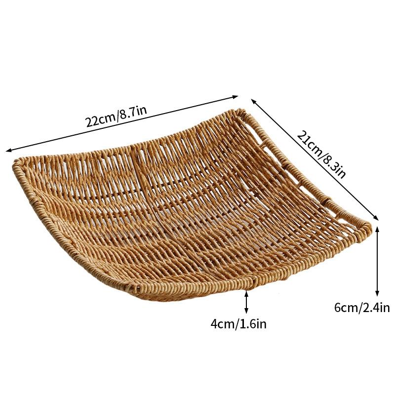 Rattan Tray Woven Fruit Basket Picnic Bread Snacks Trays Kitchen Wicker Baskets Breakfast Bread Storage Box Handwoven Food Plate