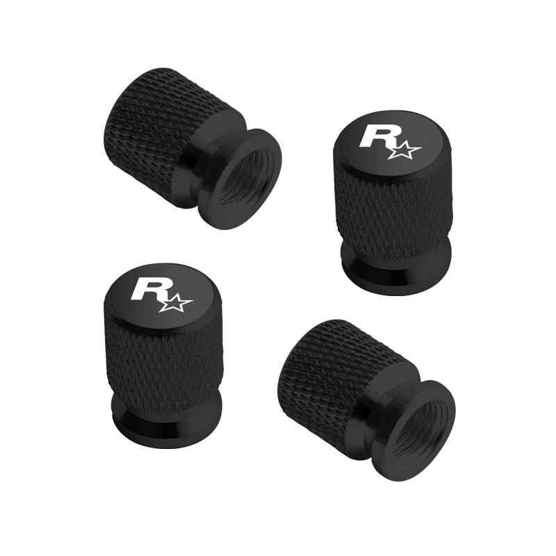 For GTA Game R Star Rock Star Emblem Jeep Peugeot Ford Hyundai Kawasaki Yamaha Badge Car Wheel Tire Valve Caps Tyre Stem Covers