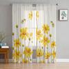 Watercolor Yellow Flowers Bees Sheer Curtains For Living Room Bedroom Tulle Curtain For Kitchen Voile Curtain Blind Panels