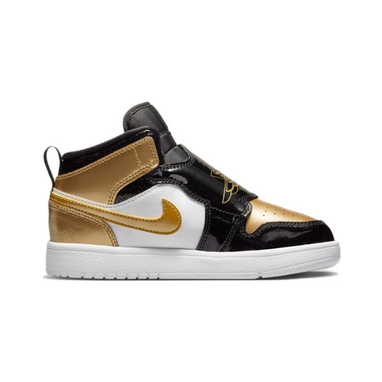 Детские кроссовки Air Jordan Sky Jordan 1 SE PS Gold Toe Черный металлик-золотой белый DV6069-071