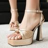 Модные босоножки Stain, женские летние туфли на платформе, роскошные красные и белые шлепанцы, женские сексуальные туфли на высоком каблуке в полоску, свадебные туфли