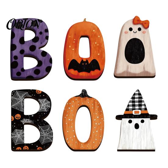 Настраиваемый набор букв для Хэллоуина, Деревянные украшения BOO, Буквенные украшения, Рустикальные летучая мышь, тыква, привидение, Игривые настольные украшения, Настольные таблички