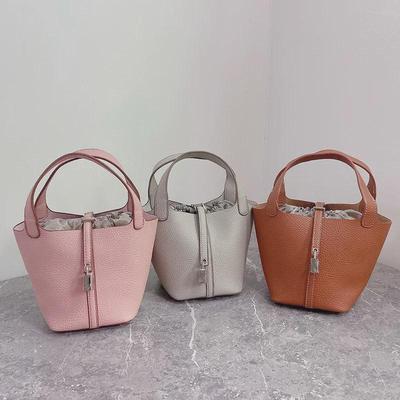 Корейская мини-сумка-ведро с узором личи 2024 года - модная сумка через плечо