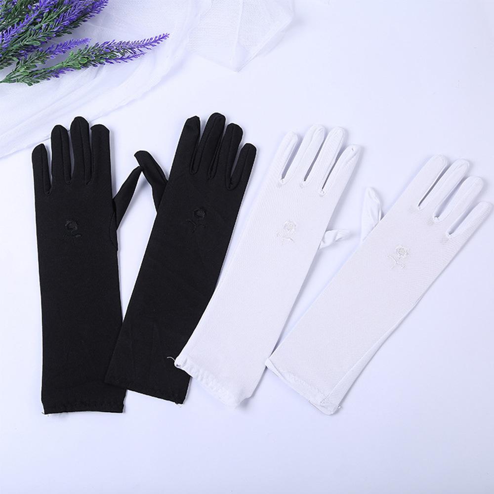 Summer Embroidered Breathable Stretch Anti-slip Sunscreen Gloves Mittens Driving Glove Anti UV