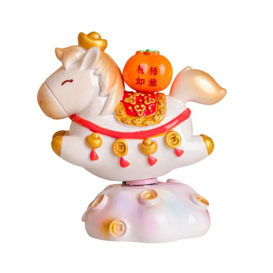 Doll Ornament Horse Shape Rotatable Design Decorative Resin Figurine Crack-resistant Vivid Doll Figurine