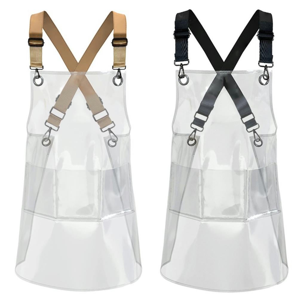Fashion Barber Apron Reusable Waterproof Transparent Apron Unisex TPU for Kitchen Hair Salon Barber Barista Household Supplies