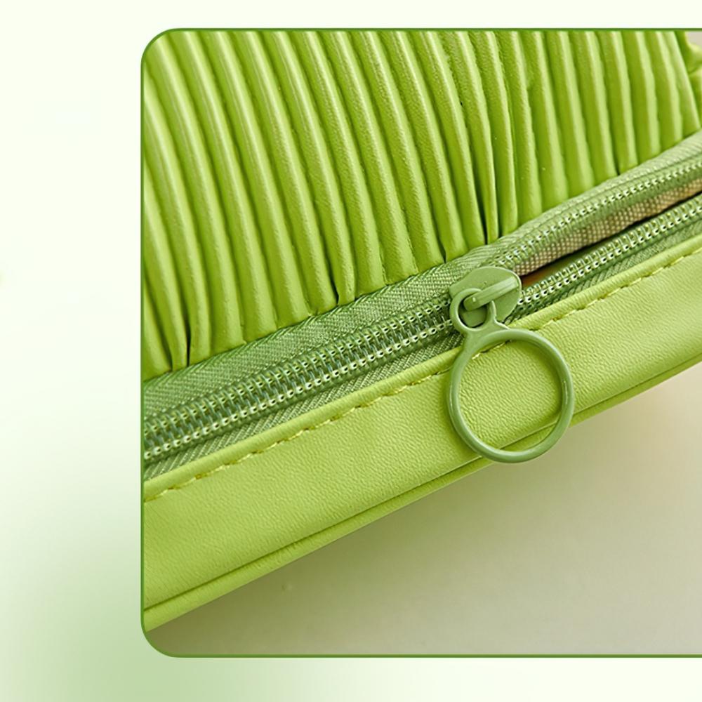 Двухуровневая сумка-карандаш, чехол для ручки, авокадо, зеленый, кремовый, белый, из искусственной кожи, сумка для хранения канцелярских принадлежностей, макияжа, путешествий