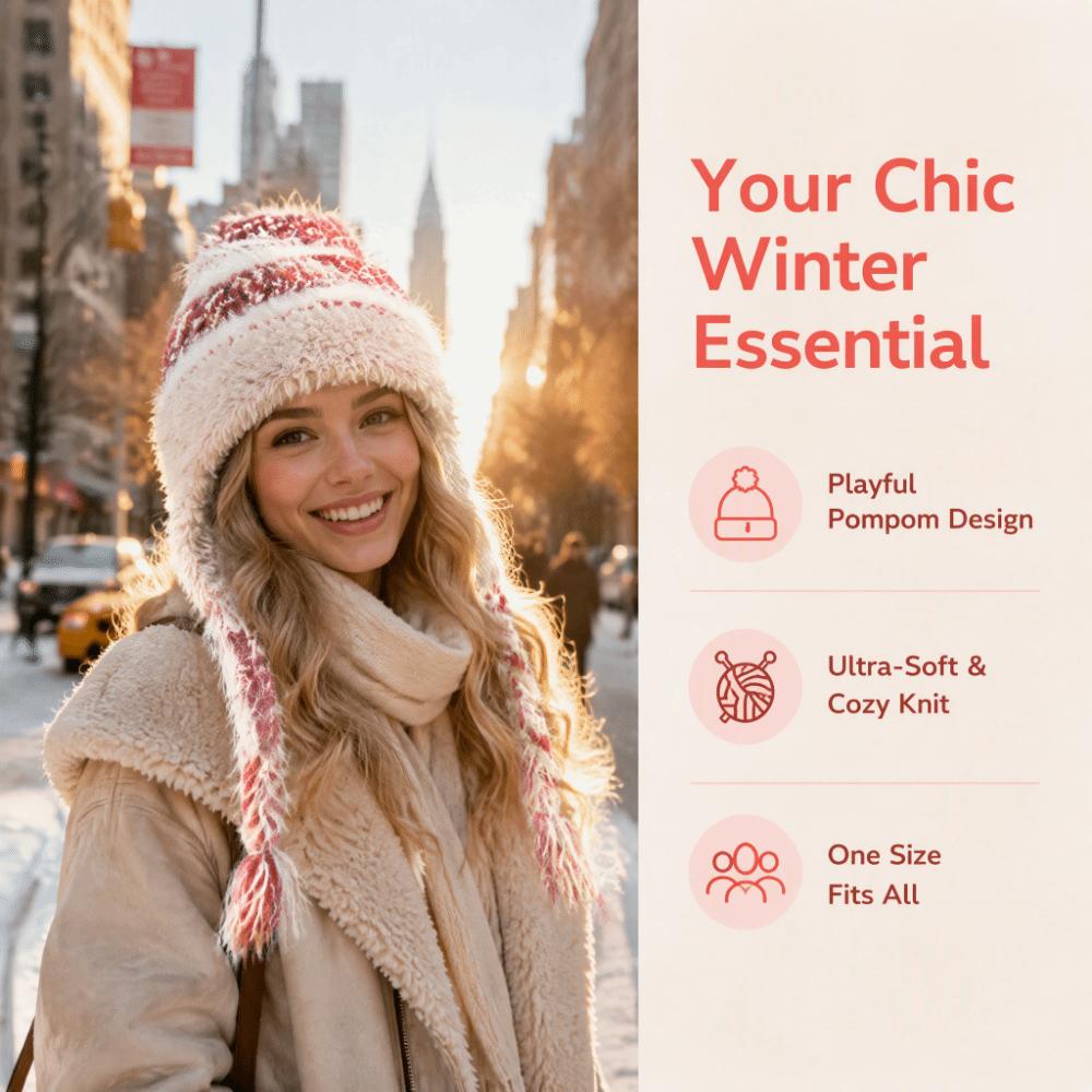 Thickened Winter Hat Warm Beanie Hats Cute Knitted Cap Outdoor