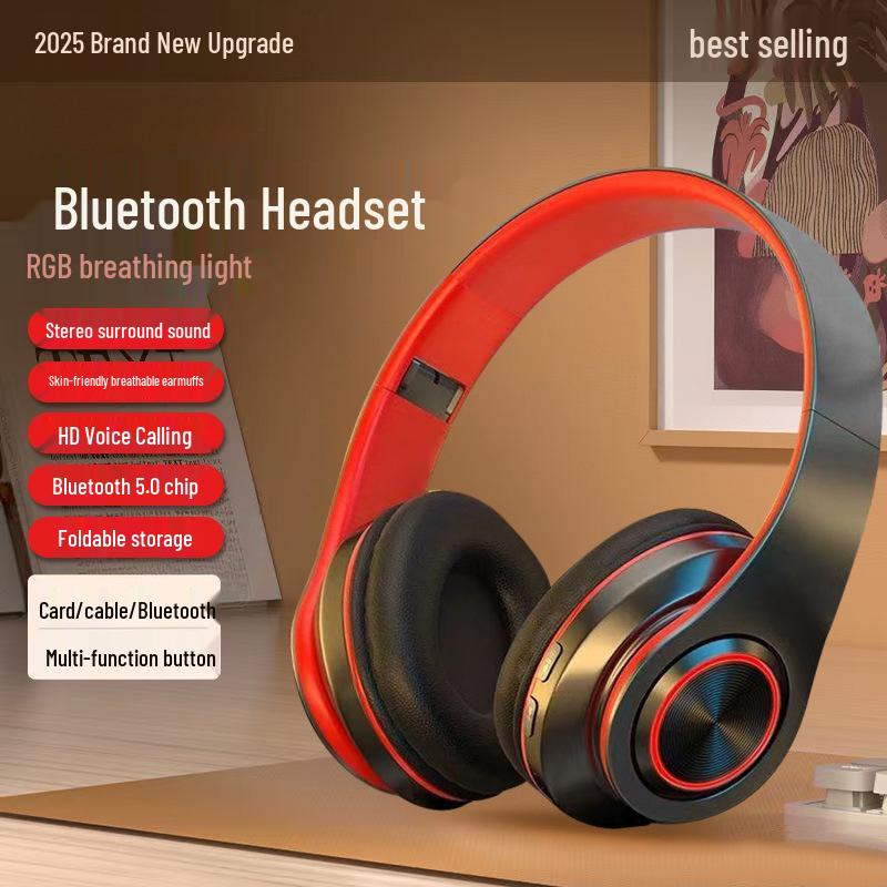 B39 Over-Ear Bluetooth Headphones: Cool Light Effects, Card Slot, Excellent Sound Quality for Male and Female Students