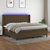 Box Spring Bed with Mattress & LED Dark Brown 200x200 cm Fabric