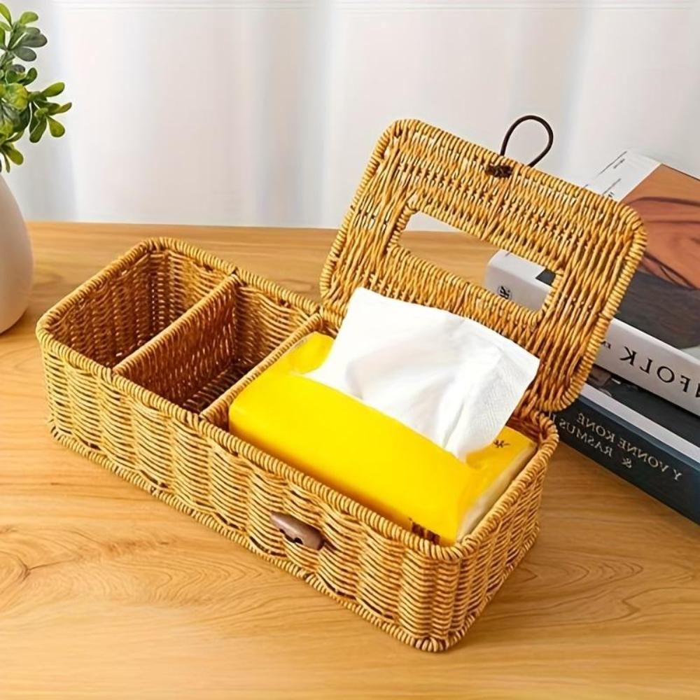 Woven Tissue Box Cover Breathable Design Tissue Dispenser New Paper Towel Holder Desktop