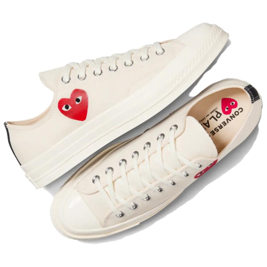 Converse Comme Des Garçons PLAY X Chuck 70 Low Single Heart - Milk Unisex Sneakers Cream Black Red A08805C