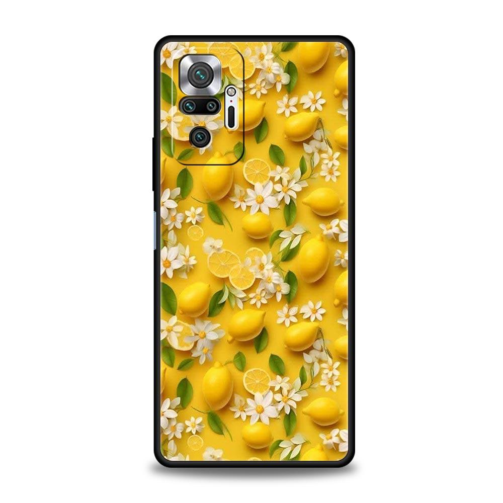 Летний чехол для телефона с принтом лимона и свежих фруктов для Redmi 14C 10C Note 15 14 13 12 10 11 K40 Pro Plus Ударопрочный мягкий ТПУ корпус