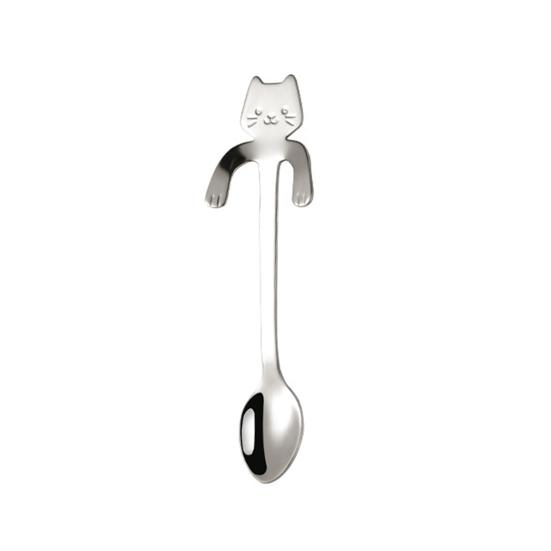 Кофейная ложка из нержавеющей стали 304, Ложка-кошка для подвешивания на кружки и высокие стаканы, Ложка с длинной ручкой для размешивания чая, Идеально для десертов и любителей мороженого