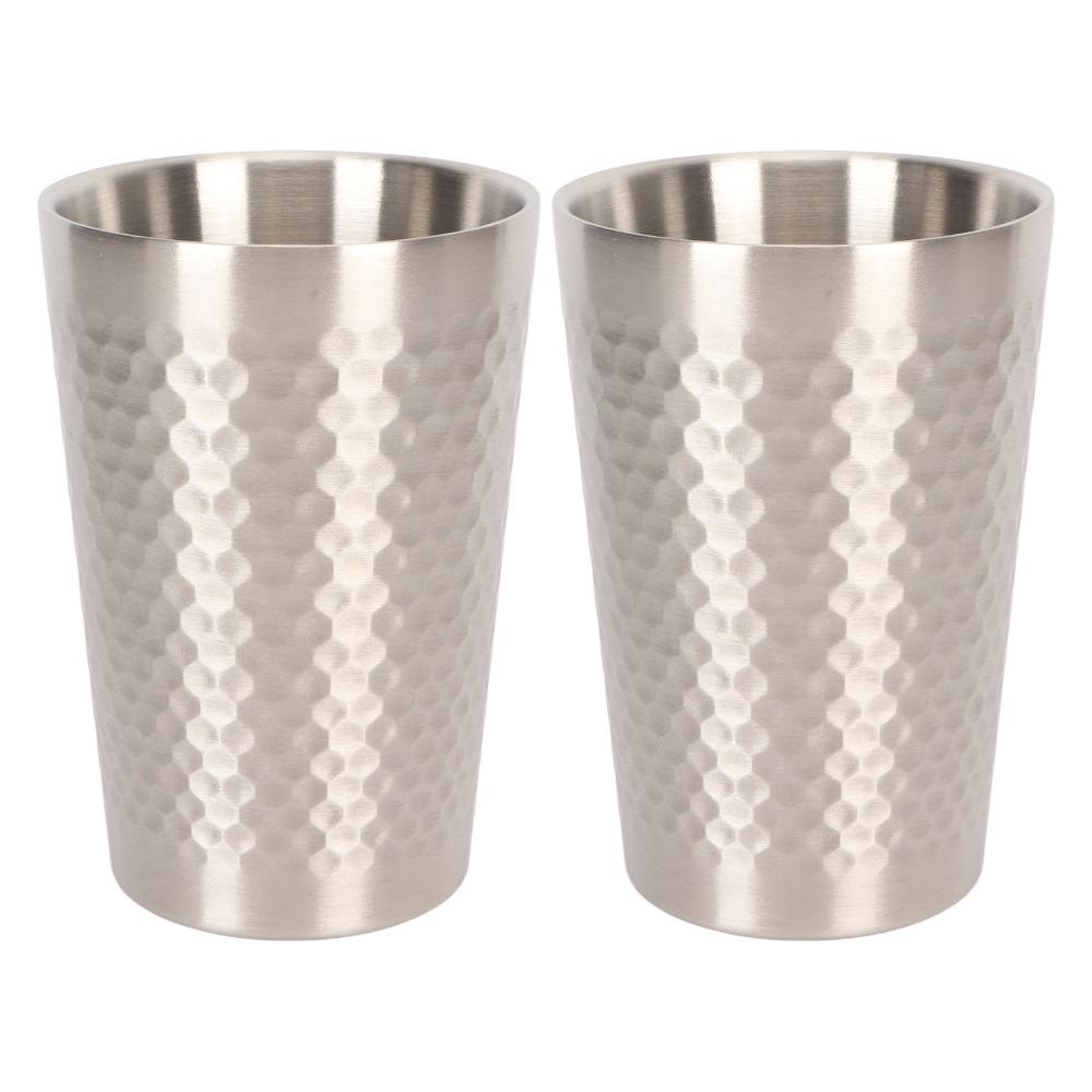 2pcs Hammer Metal Drinking Tumbler 350ml Stackable Camping Cup Reusable Water Cup Outdoor Travel