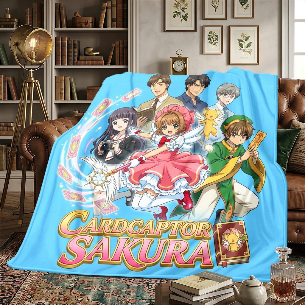 Cardcaptor Sakura Flannel Blanket Printed Warm Comfortable, For Bedrooms, Sofas, Beds, Chairs, Picnics, Travel -HE4