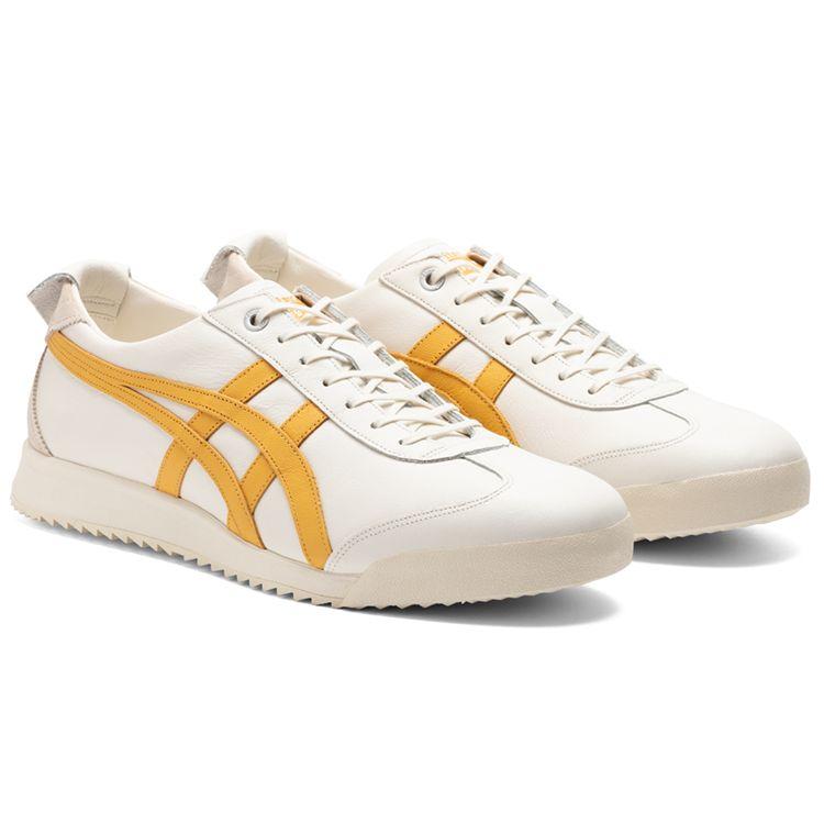 ONITSUKA TIGER Mexico 66 Ex Leather Round Toe Lace-Up Sports Durable Low-Top Casual Shoes Unisex Sneaker White Yellow 1183B889-104