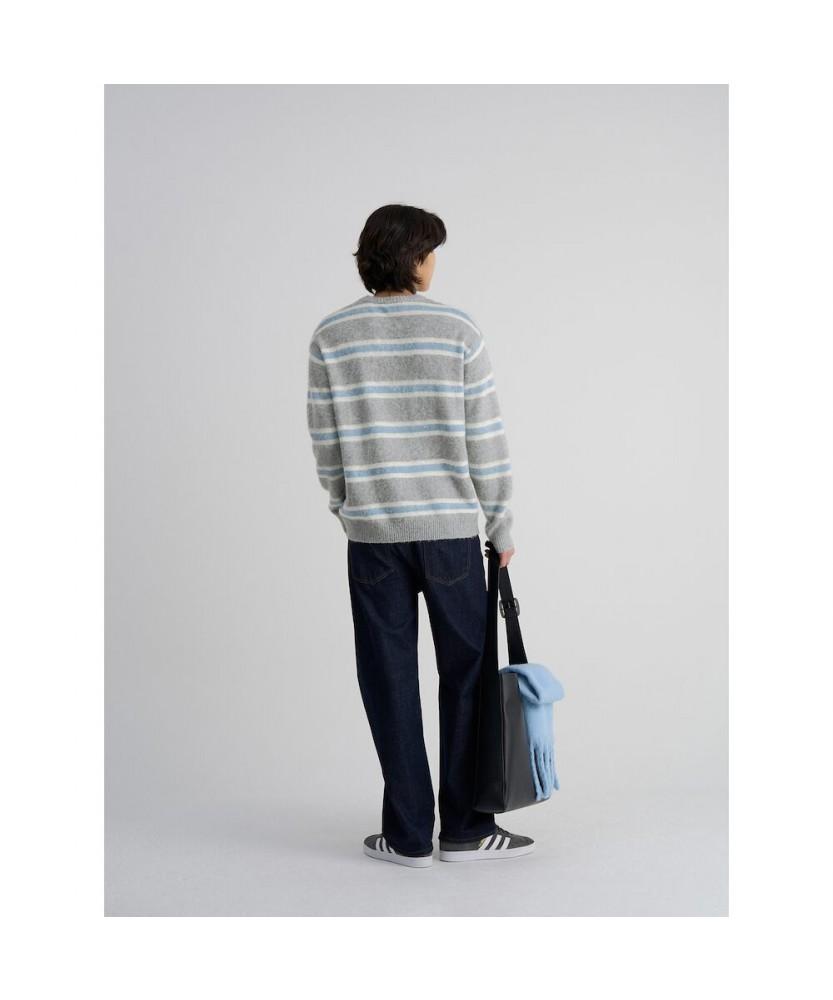 8SECONDS Multi-Stripe Brushed Round Knit Gray