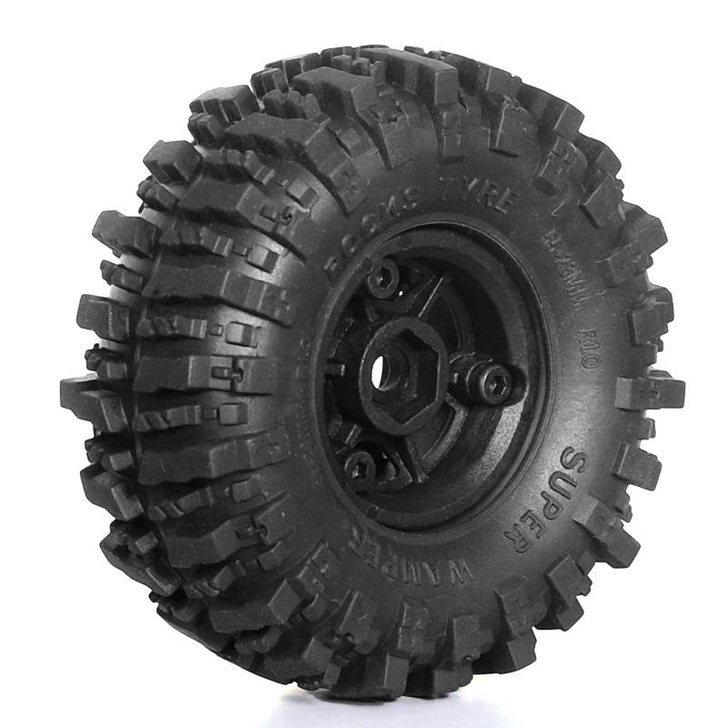 SCX24 1/24 RC Crawler Black Six-Spoke Wheels & 1.0 Inch Flame Tires