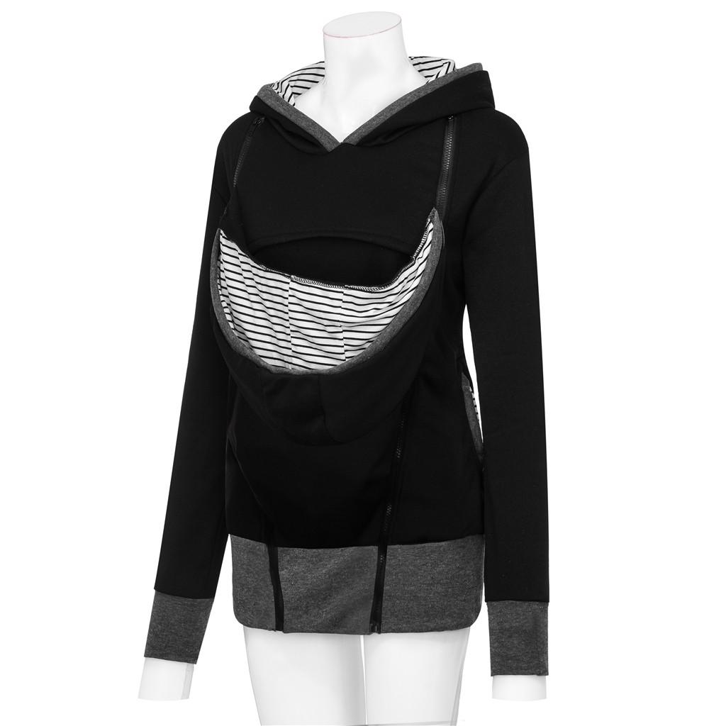 Женская полосатая детская сумка для беременных с капюшоном на молнии, пальто для беременных