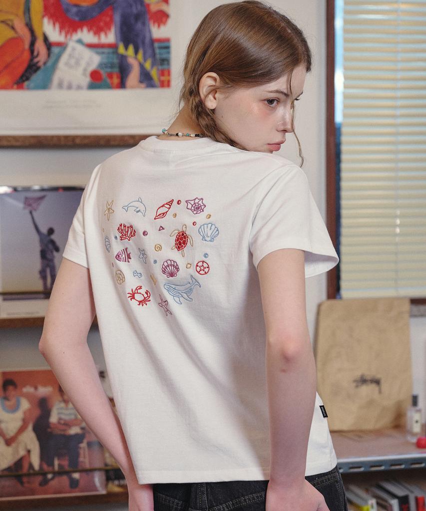 CPGN STUDIO Ocean Love Crop Short Sleeve Tee White