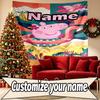 Custom Name Personalized Peppa Pig Print Tapestry, Wall Art Decor, Bedroom, Dorm, Apartment, LivingRoom, Party Backdrop, Gift for Birthday
