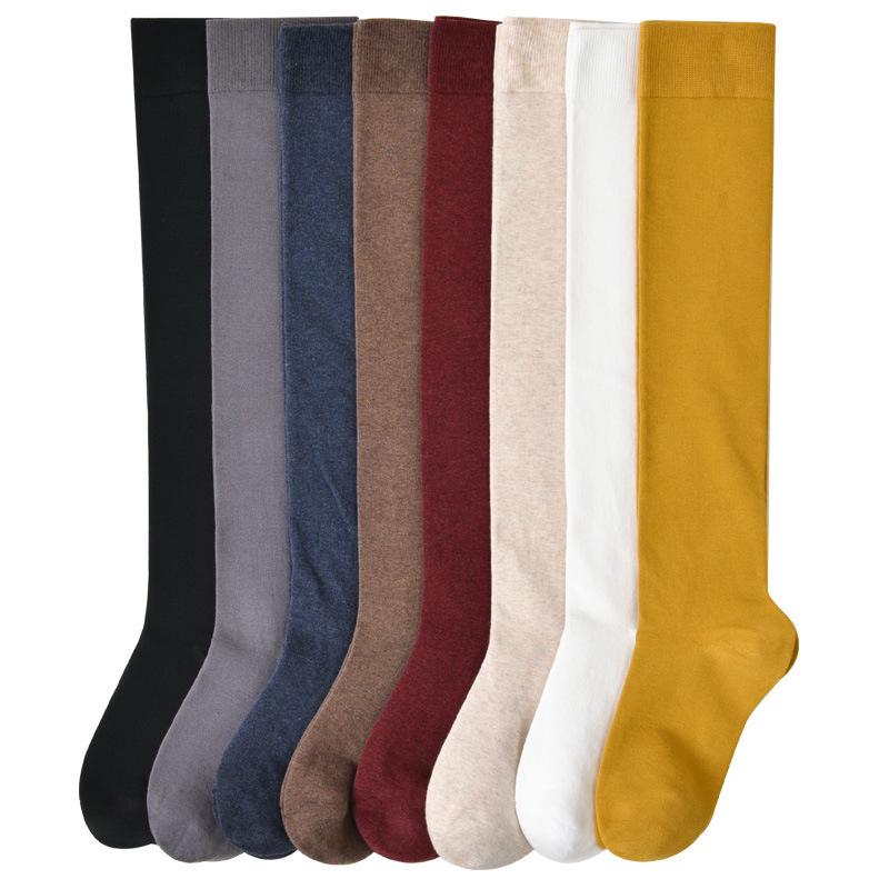 Женские компрессионные носки для похудения из чистого хлопка длиной выше колена на весну и осень - черный цвет, стиль JK