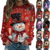 Women's Fashion Casual Long Sleeve Christmas Printed Neck Sweatshirt Top