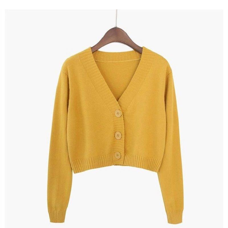Women's V-neck Knitted Cardigans Sweater Female Casual All-match Short Cardigans Korean Style Sweater