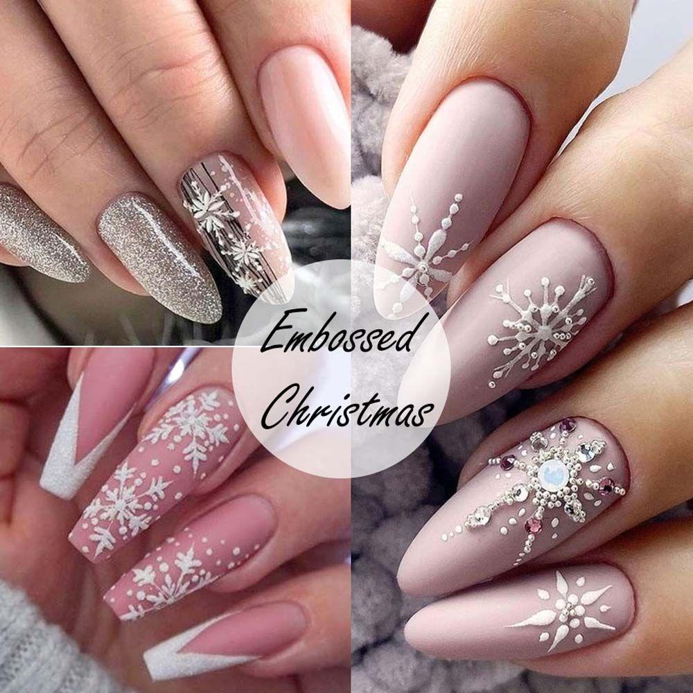 Snow Embossed Christmas Nail Art Stickers 5D Nail Decals Manicure Design DIY Nail Art Decoration