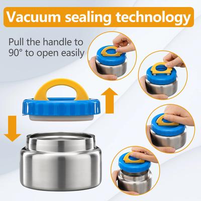 Термос для супа 8 унций с широким горлом, с вакуумной изоляцией, для горячей и холодной пищи, герметичный контейнер для ланча из нержавеющей стали для детей в школу