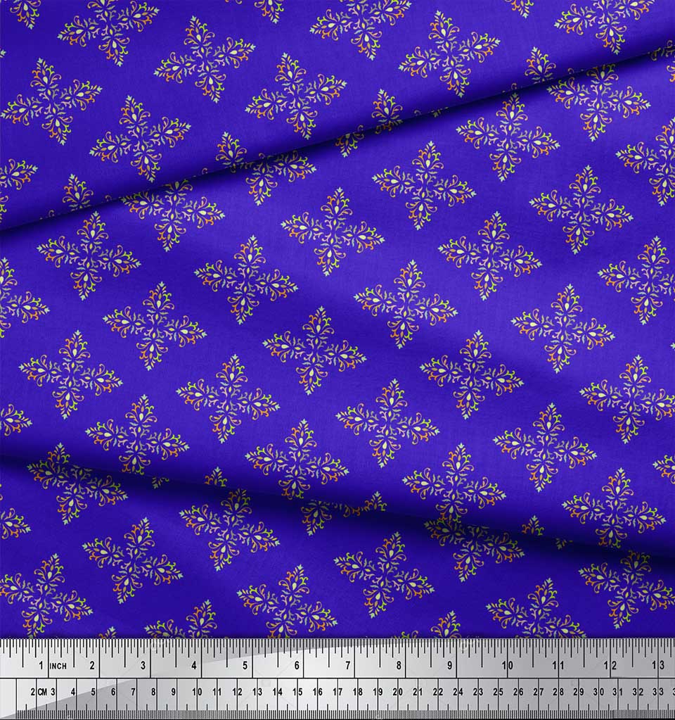 Soimoi Коричневая японская креп-атласная ткань с художественным цветочным дамасским принтом, ткань по метрам 42 дюйма