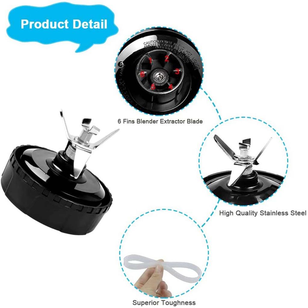 6 Fins for Ninja Blender Replacement Parts ,for Nutri Ninja Auto IQ BL450-70, BL451-70, BL454-70, BL455-70