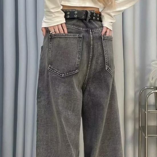 Женские джинсы Винтажные розовые граффити Широкие брюки Свободные контрастные цвета Джинсовые брюки Застежка-молния на пуговицы Хип-хоп Уличная одежда Прямые брюки