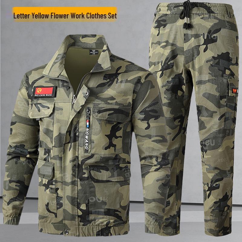 Stretch Camouflage Suit Set: Anti-Scald, Thickened Workwear for Auto Repair & Welding