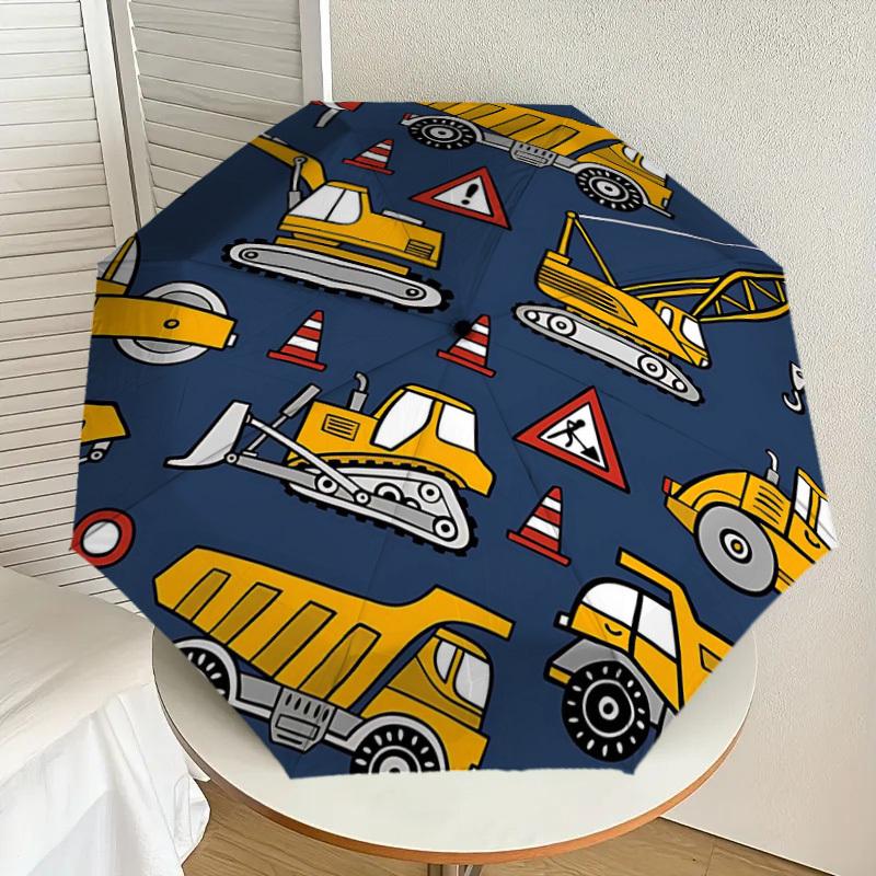 1PC construction vehicles Umbrella-8-Rib Reinforced, Automatic Open, Lightweight & Durable, Cute Fashion Accessory for Outdoor-T338