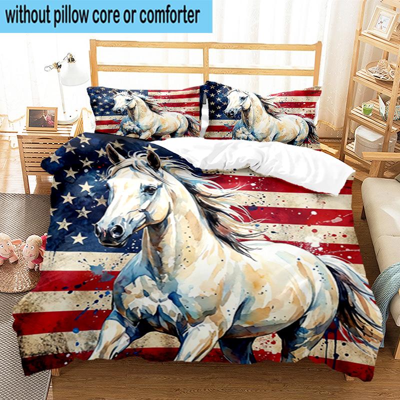 Ethereal Horse In Storm 3pcs Bedding,Including 1pc Duvet Cover And 2pcs Pillowcases Perfect for Christmas,Ideal for Bedroom, Dormitory