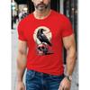 New Skull And Crow Pattern Print Mens Creative Top Casual Short Sleeve Crew Neck T Shirt, Men's Clothing For Summer Outdoor