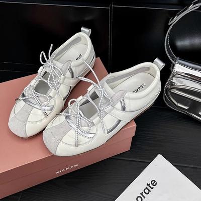 Серебристые туфли Мэри Джейн, удобные одинарные туфли, женские, лето 2025, новинка, внутренняя платформа 5 см, повседневные балетки для тренировок