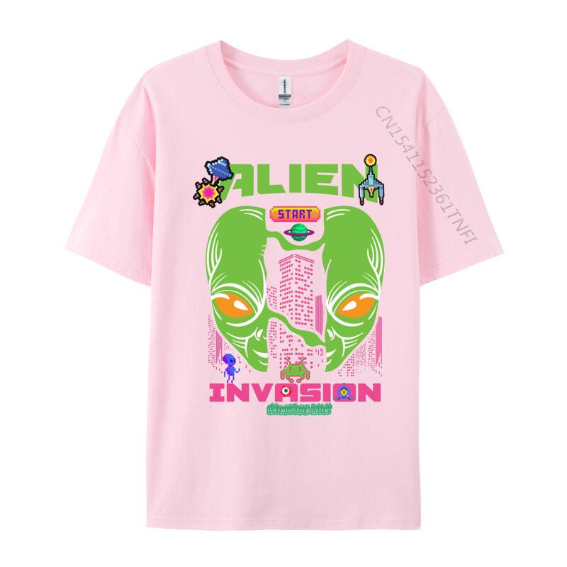 Brand Unisex T Shirt Printed Customized Top Tshirts Alien invasion retro T Shirts Round Collar Free Shipping