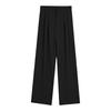 Women Suit Pants Elastic High Waist Button Zipper Fly Long Trousers Solid Color Straight Wide Leg Office Pants Streetwear